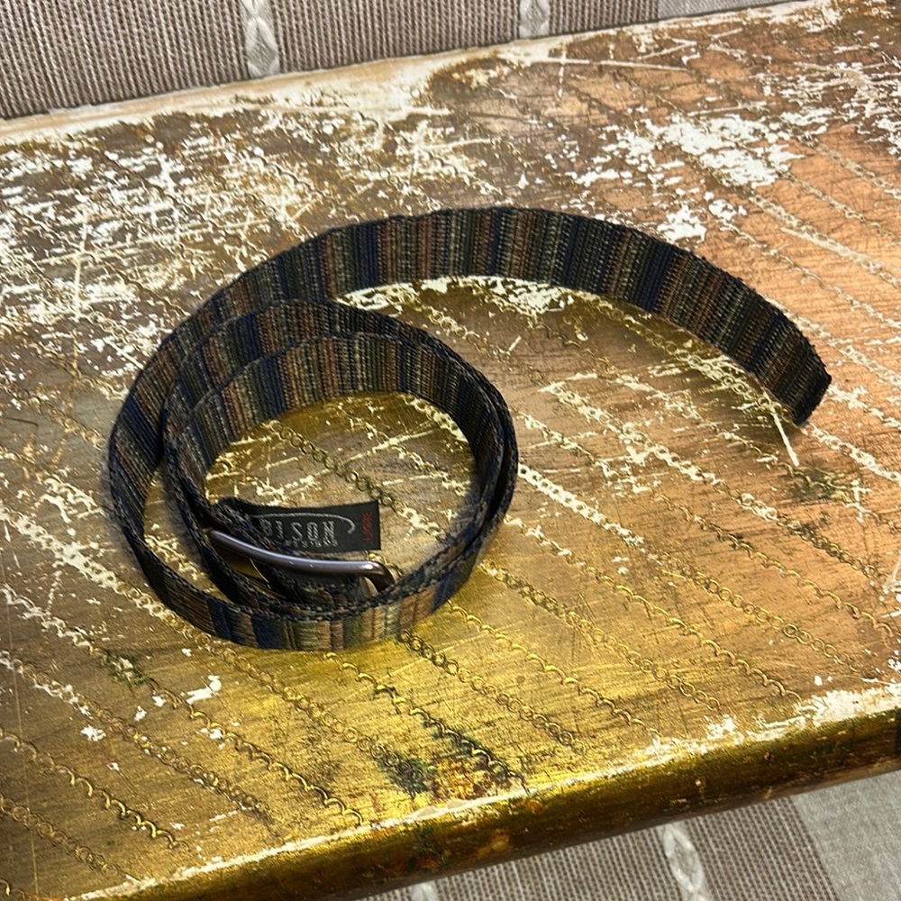Striped Fabric Belt with Metal Buckle